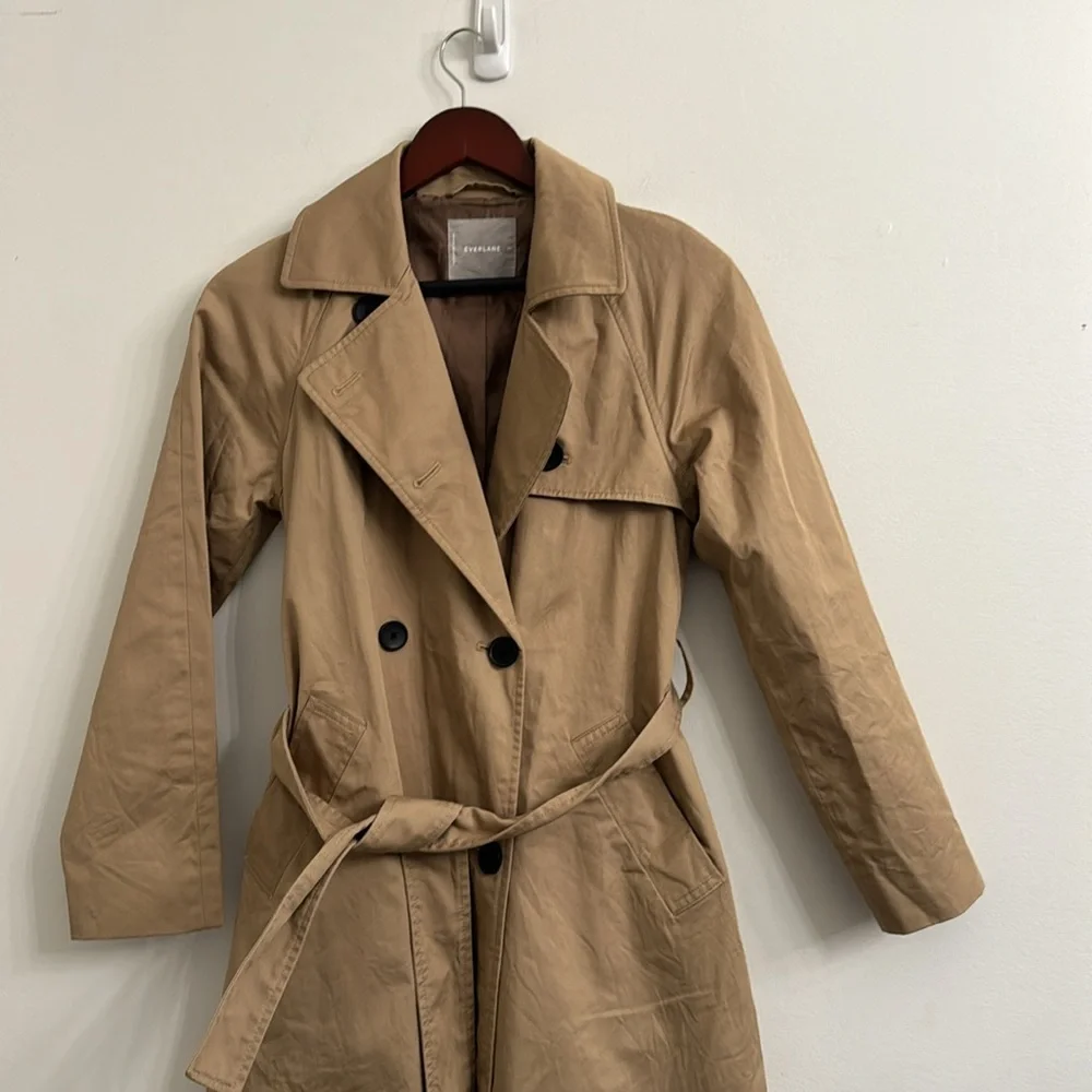 EVERLANE drape Classic Tan Trench Coat Sz xs - Picture 3 of 10